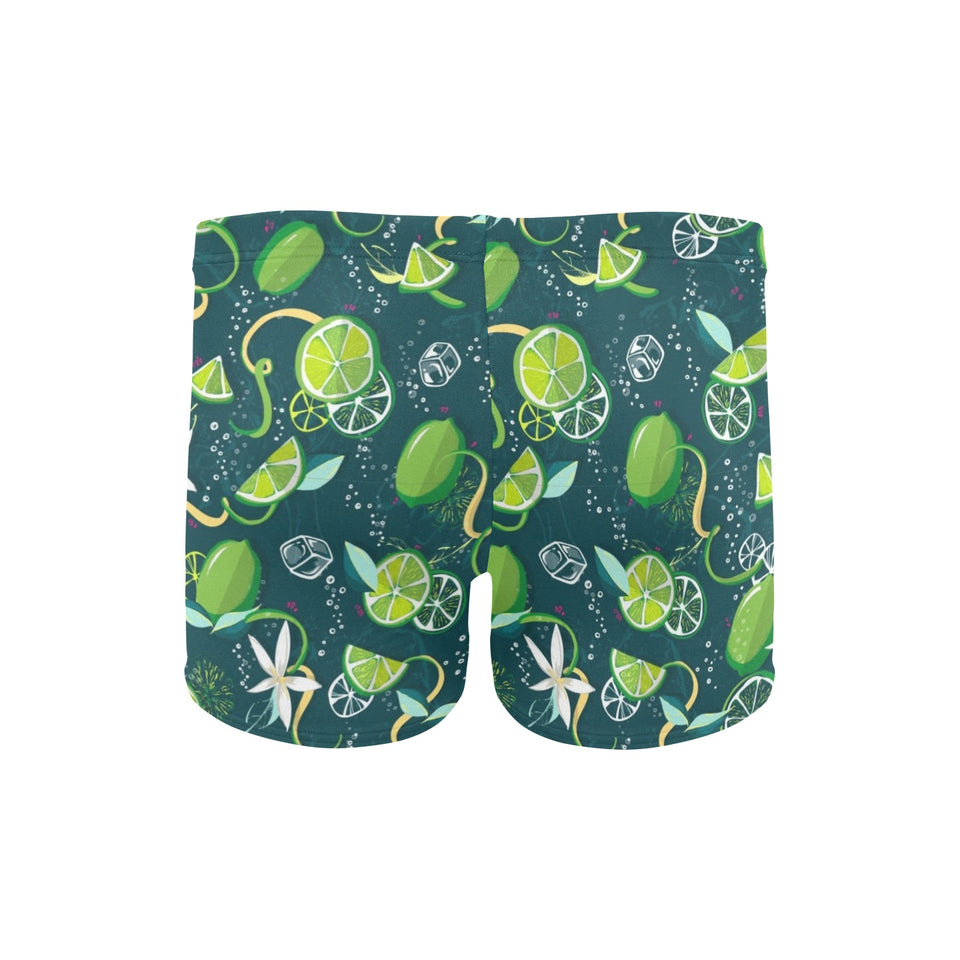 Lime ice flower pattern Men's Swimming Trunks