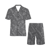 Beer hand drawn pattern Men's V-Neck Short Pajama Set