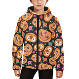 Pumpkin flowers spiderweb Halloween theme Kids' Boys' Girls' Padded Hooded Jacket