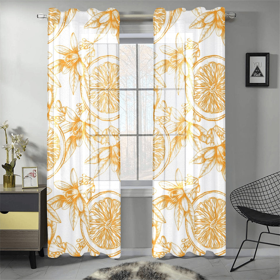 hand drawn orange fruit pattern Gauze Curtain