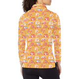 Camper Van Pattern Print Design 04 Women's Long Sleeve Polo Shirt