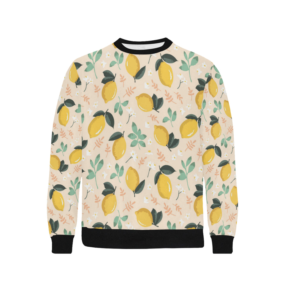 lemon flower leave pattern Men's Crew Neck Sweatshirt