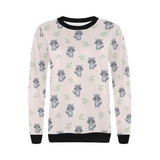 cute raccoons leaves pattern Women's Crew Neck Sweatshirt