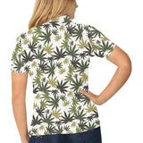 Canabis Marijuana Weed Pattern Print Design 05 Women's All Over Print Polo Shirt