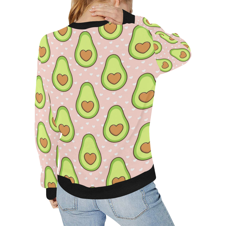 Avocado heart pink background Women's Crew Neck Sweatshirt