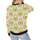 Avocado heart pink background Women's Crew Neck Sweatshirt