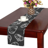 Garlic pattern black background Table Runner