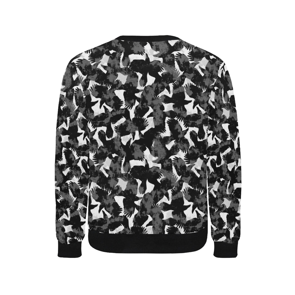 Crow illustration pattern Men's Crew Neck Sweatshirt
