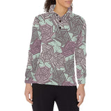Spider web cobweb design color pattern Women's Long Sleeve Polo Shirt