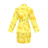 lemon pattern Women's Long Sleeve Belted Night Robe
