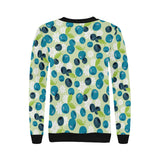 blueberry flower pattern Women's Crew Neck Sweatshirt
