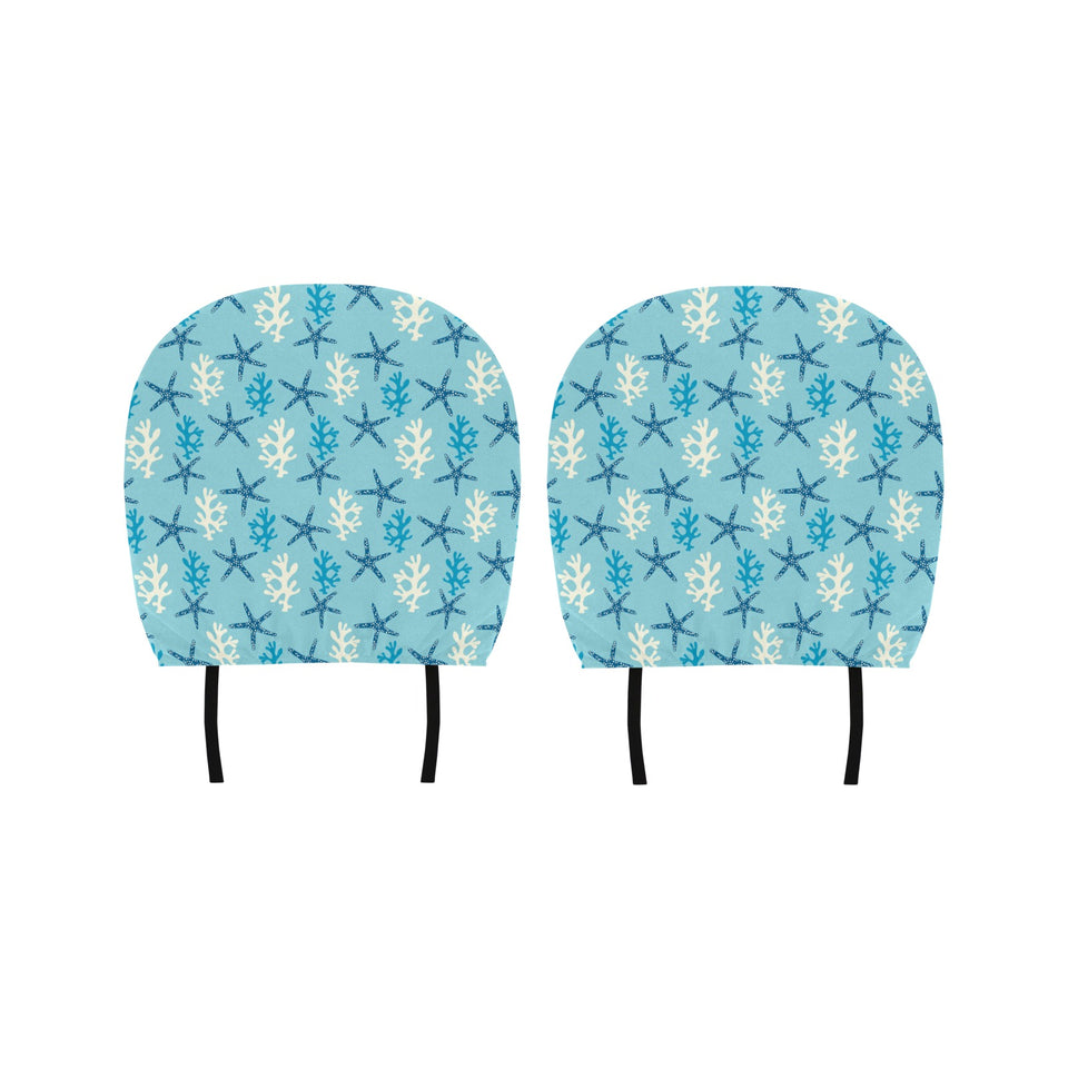 Blue starfish coral reef pattern Car Headrest Cover
