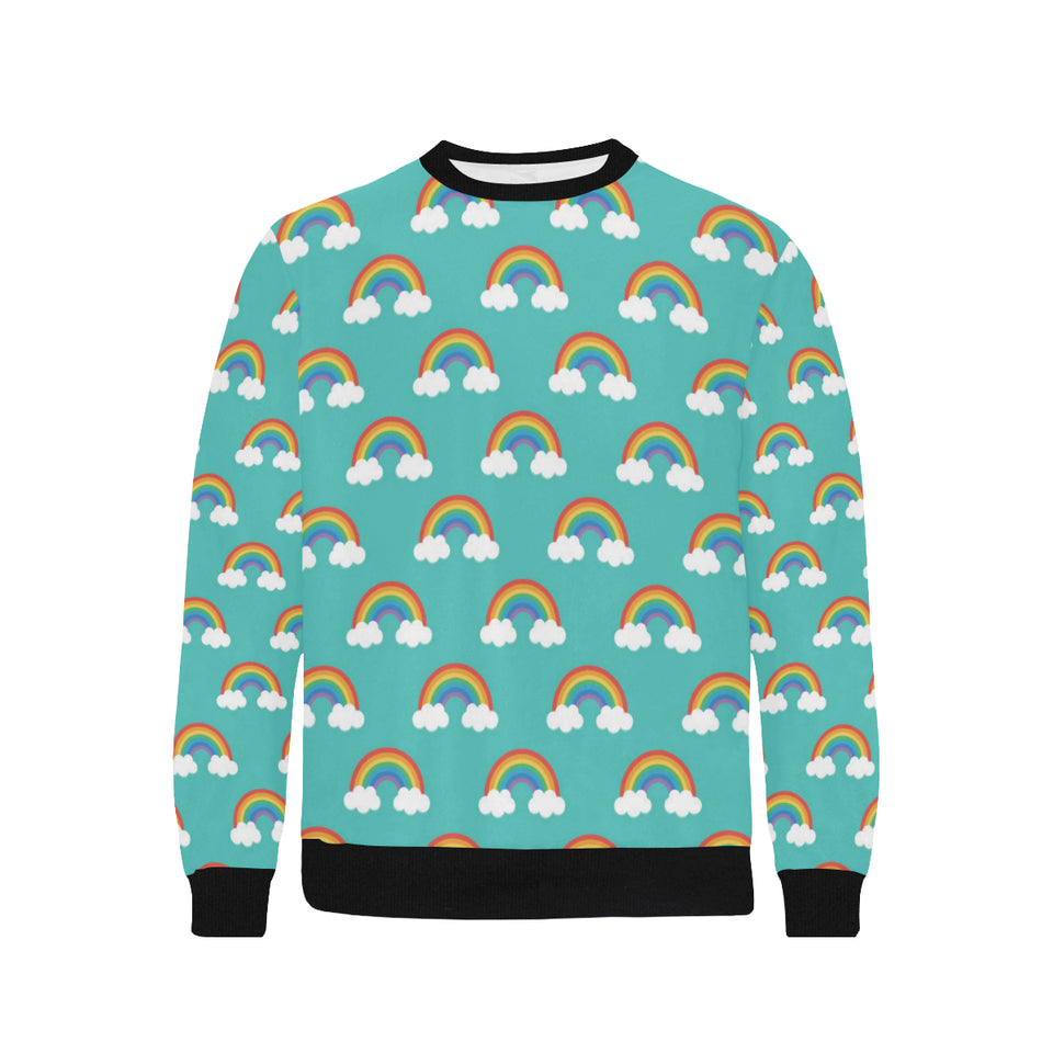 Rainbow pattern green background Men's Crew Neck Sweatshirt