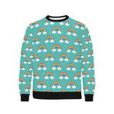 Rainbow pattern green background Men's Crew Neck Sweatshirt