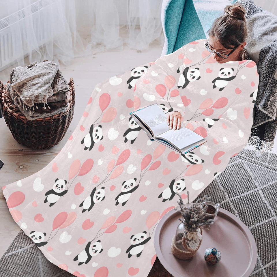 Cute panda ballon heart pattern Blanket Robe with Sleeves