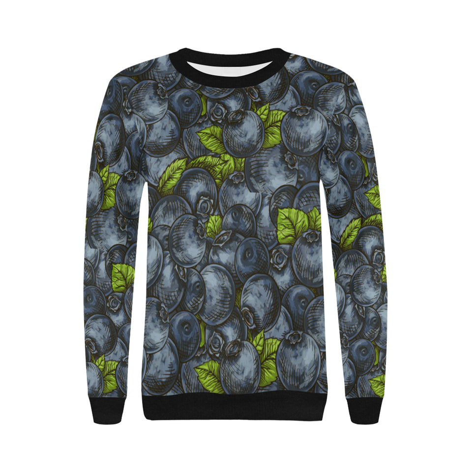 blueberry pattern Women's Crew Neck Sweatshirt