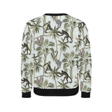 Monkey sloth lemur palm trees pattern Men's Crew Neck Sweatshirt