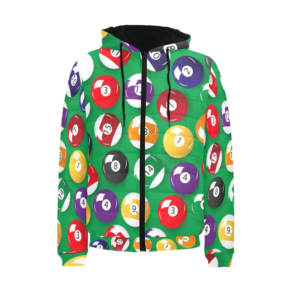 Billiard Ball Pattern Print Design 02 Men's Padded Hooded Jacket