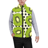 kiwi black dot background Men's Padded Vest