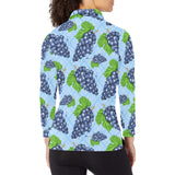 Watercolor grape pattern Women's Long Sleeve Polo Shirt