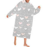 Heart pattern gray background Blanket Robe with Sleeves