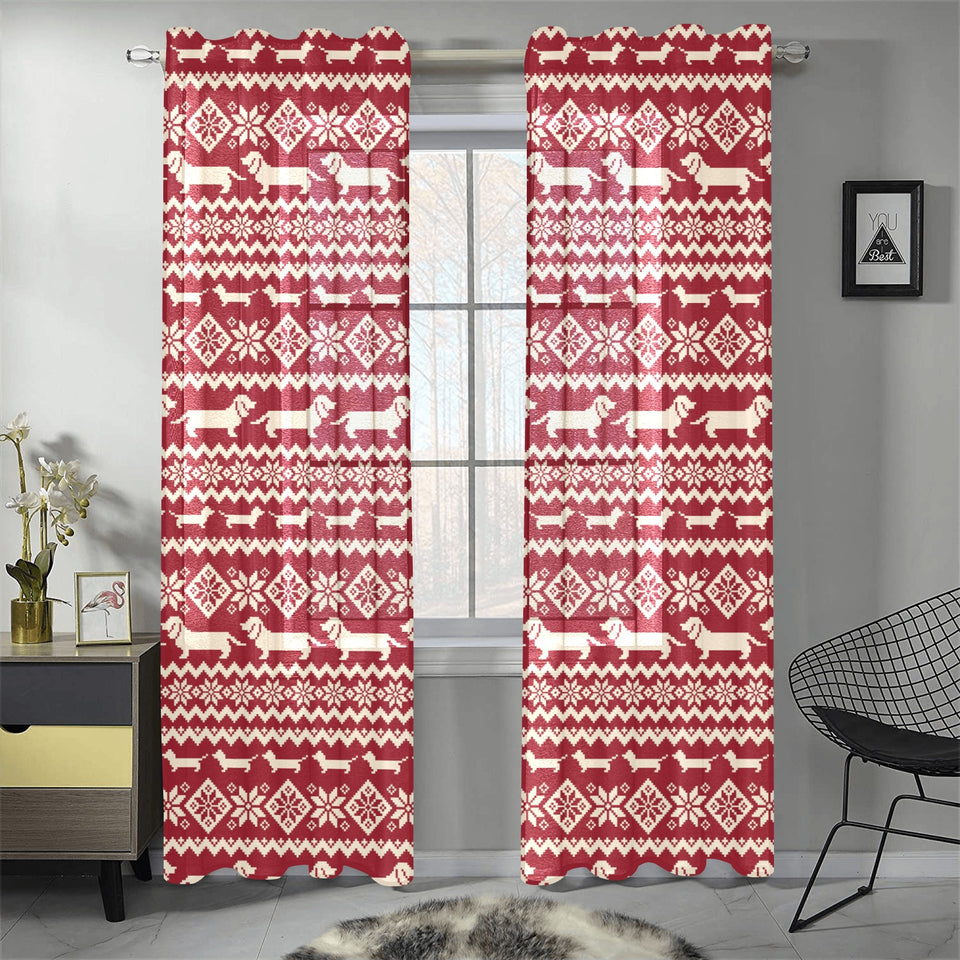 Dachshund Nordic pattern Gauze Curtain