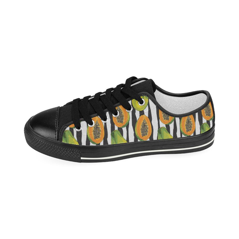 papaya design pattern Kids' Boys' Girls' Low Top Canvas Shoes Black