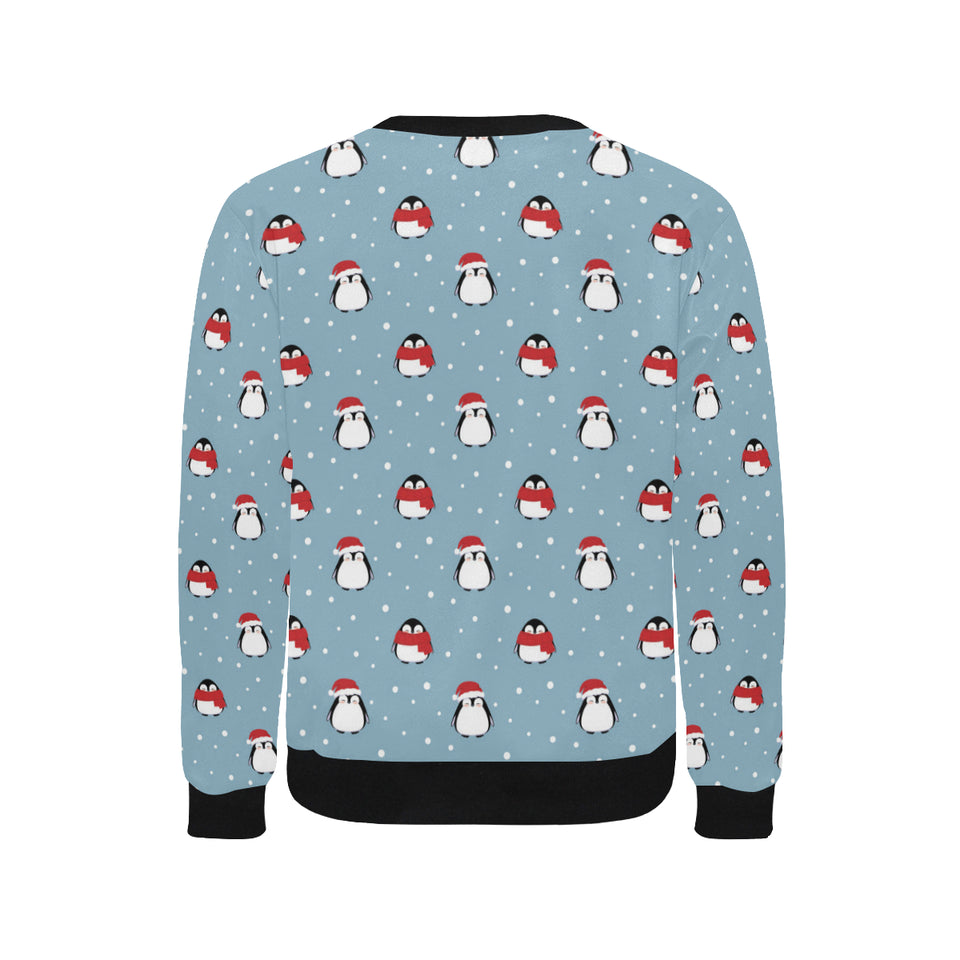 Cute penguin christmas snow pattern Men's Crew Neck Sweatshirt
