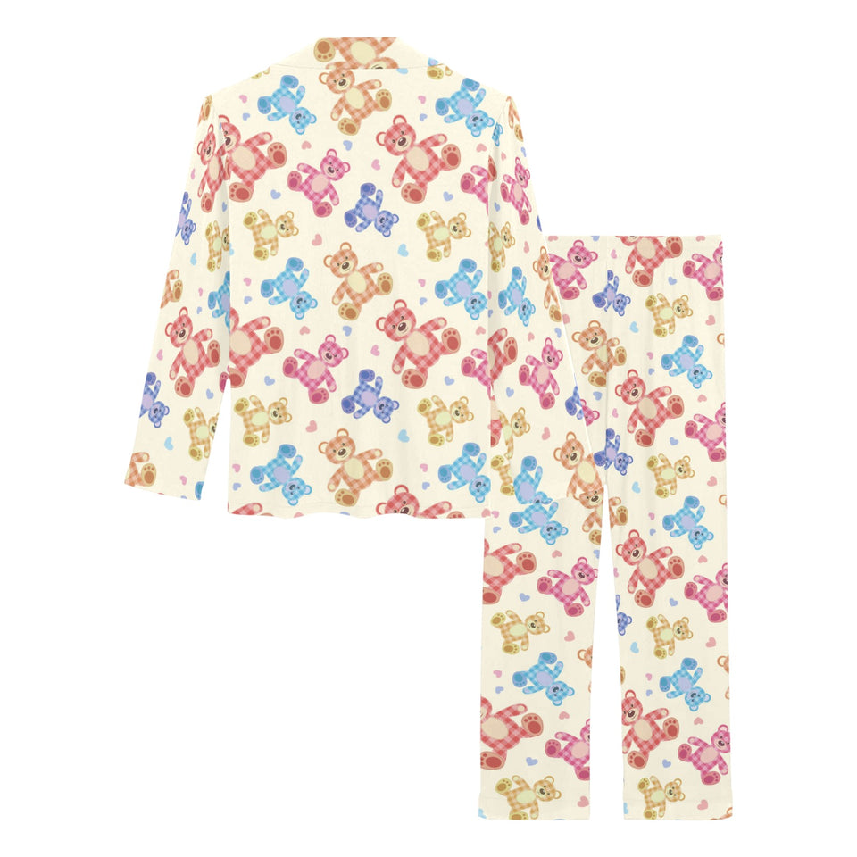 Teddy Bear Pattern Print Design 05 Women's Long Pajama Set