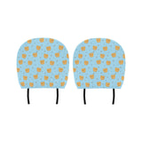 Brown cute pomeranian blue blackground Car Headrest Cover