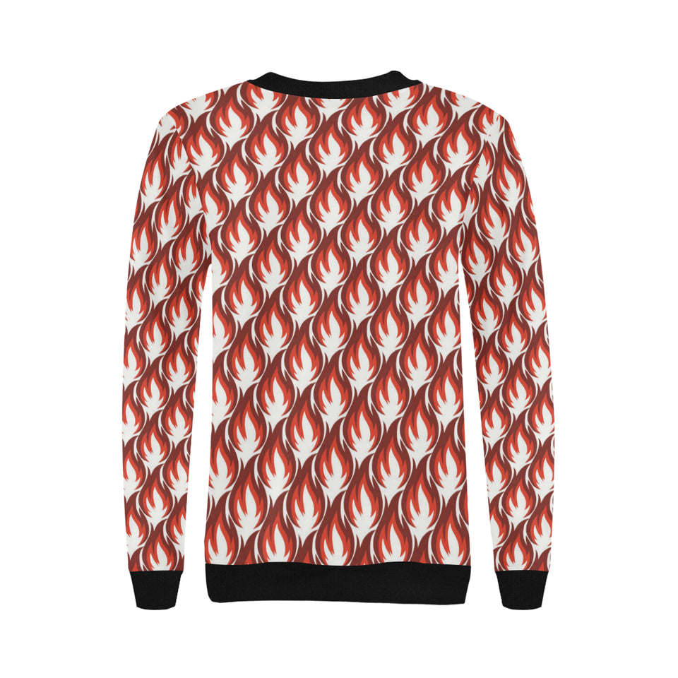 Fire flame symbol design pattern Women's Crew Neck Sweatshirt