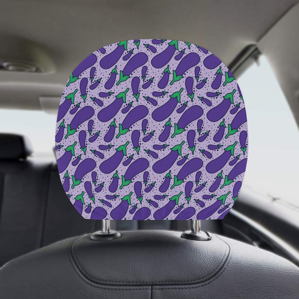Eggplant Pattern Print Design 03 Car Headrest Cover