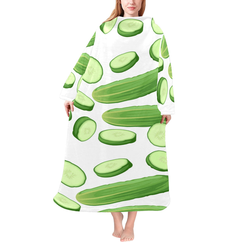 cucumber whole slices pattern Blanket Robe with Sleeves