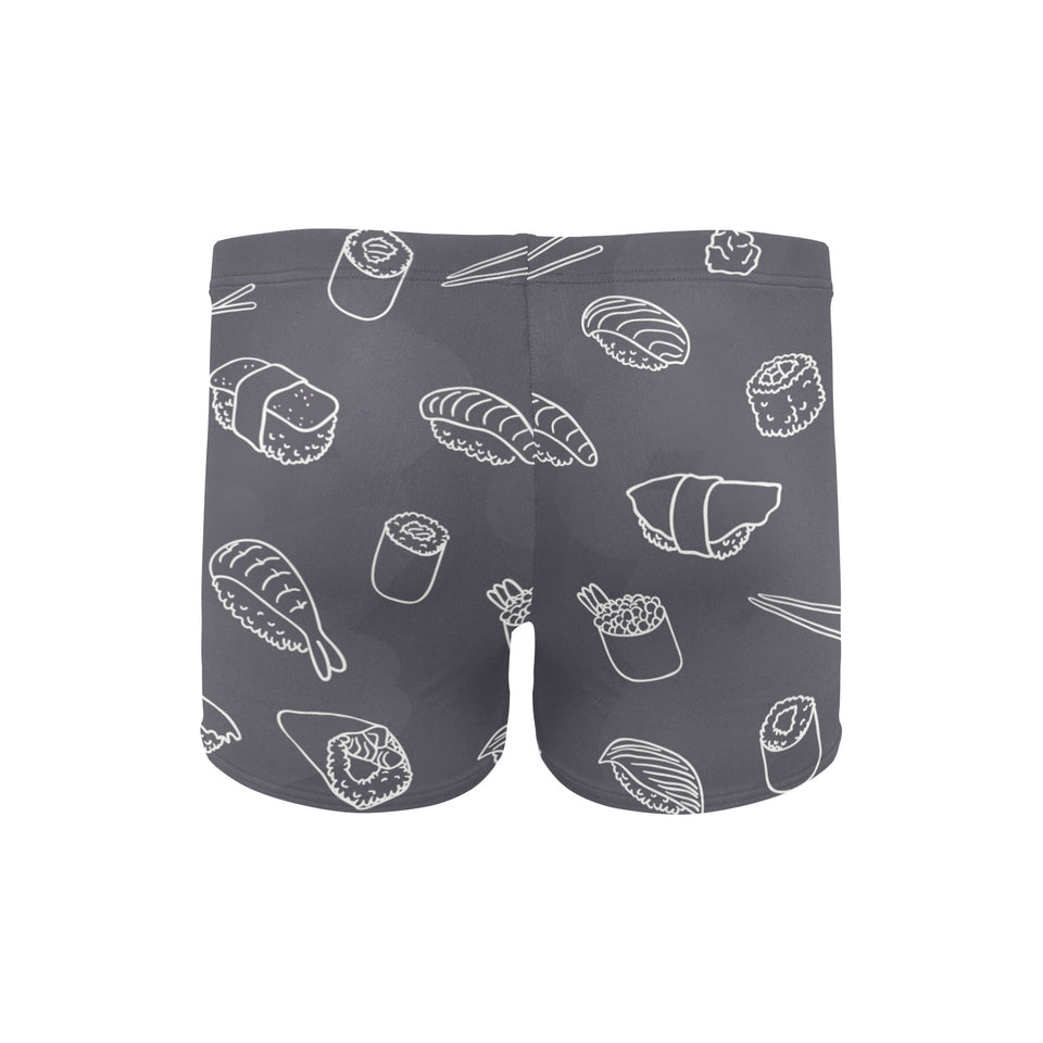 sushi pattern black background Men's Swimming Trunks