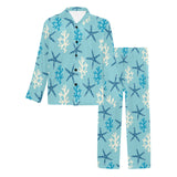 Blue starfish coral reef pattern Men's Long Pajama Set