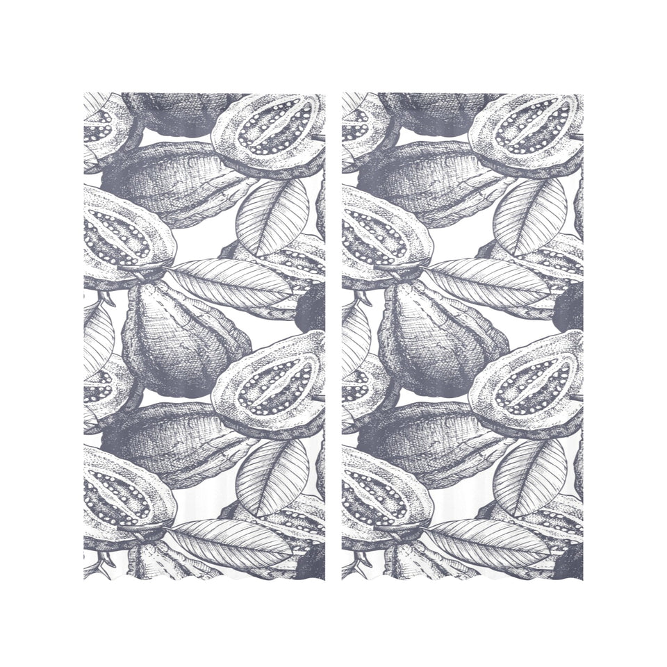 Guava tropical hand drawn pattern Gauze Curtain