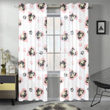 Cute pugs pink heart paw pattern Gauze Curtain