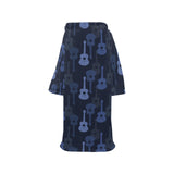 Blue Theme guitar pattern Blanket Robe with Sleeves