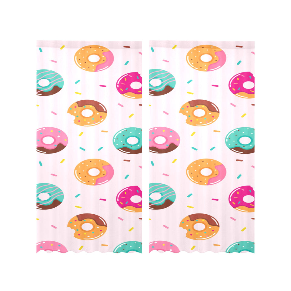 Donut pattern glaze pink background Gauze Curtain