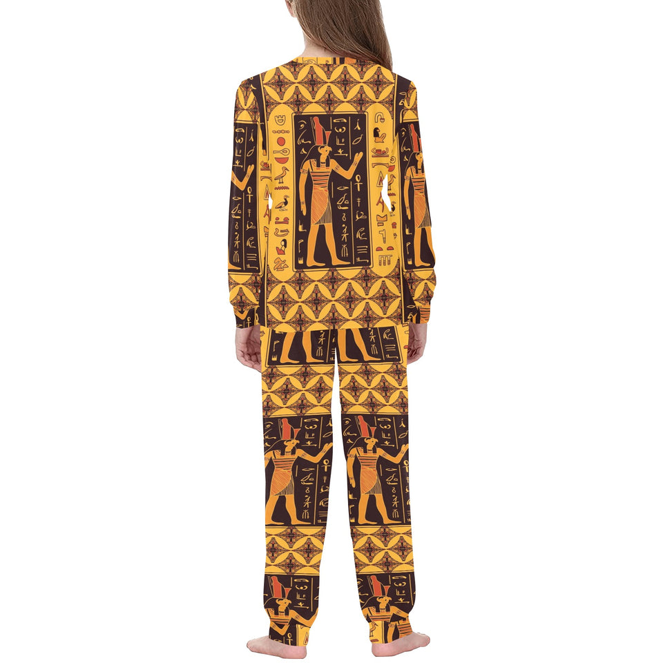 Egypt Hieroglyphics Pattern Print Design 05 Kids' Boys' Girls' All Over Print Pajama Set