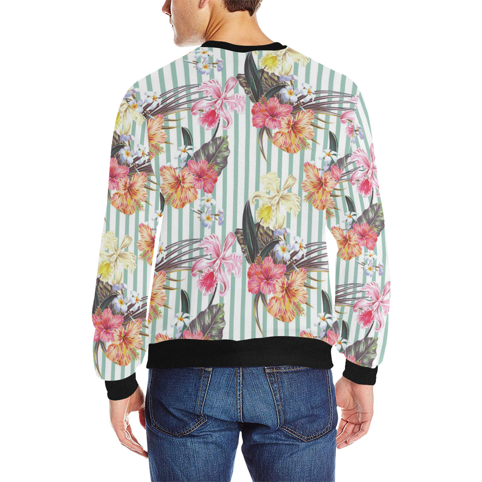 Colorful orchid flower pattern Men's Crew Neck Sweatshirt
