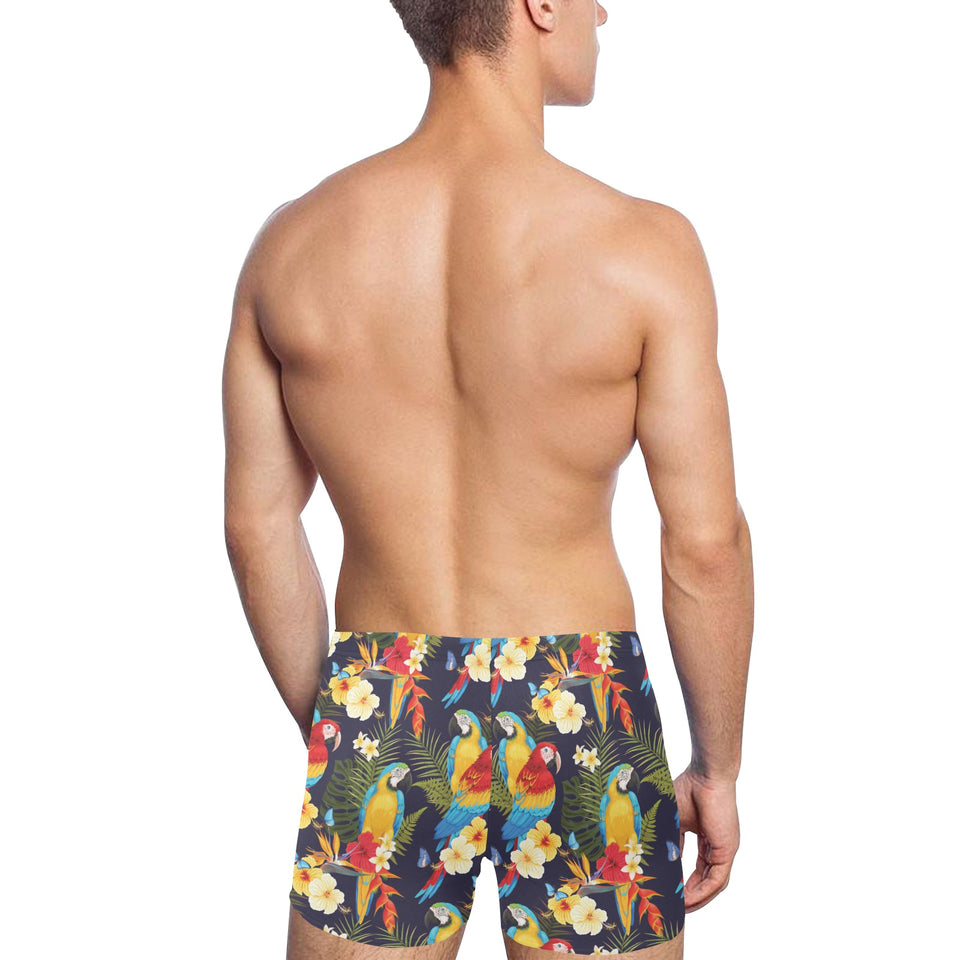 Colorful parrot flower pattern Men's Swimming Trunks