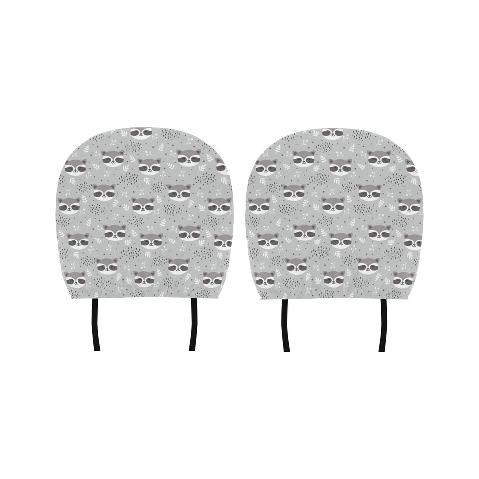 Cute raccoons leaves dot Car Headrest Cover