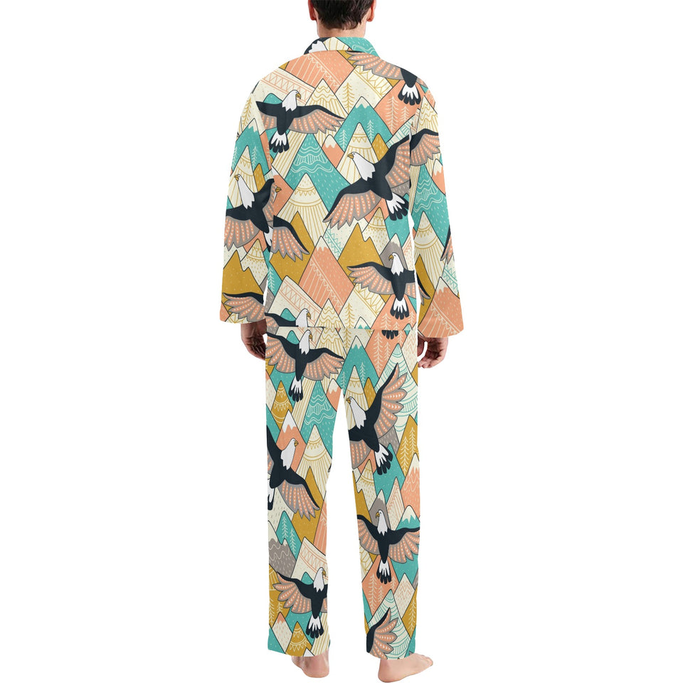 Eagle Pattern Print Design 02 Men's Long Pajama Set