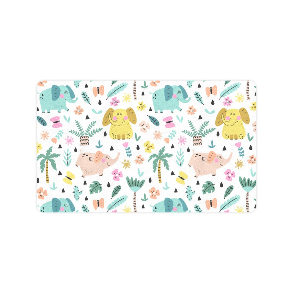 Cute elephants palm tree flower butterfly pattern Doormat