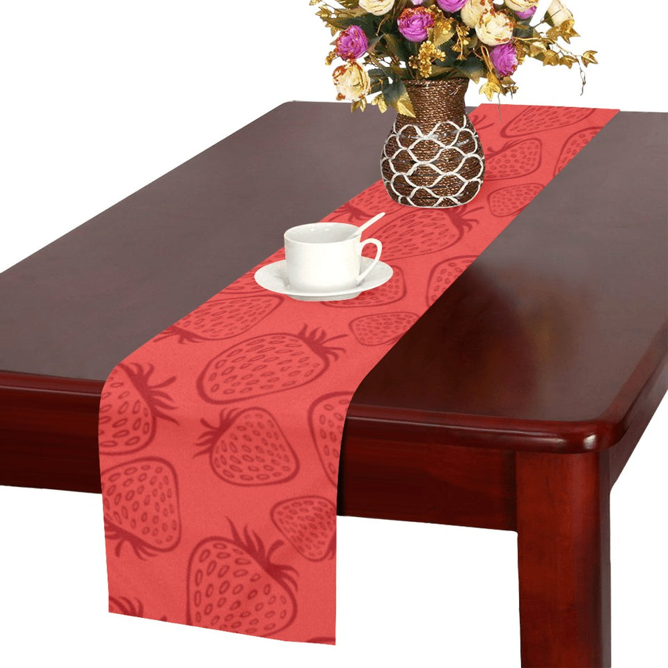 strawberry pattern red background Table Runner
