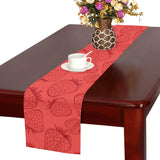 strawberry pattern red background Table Runner