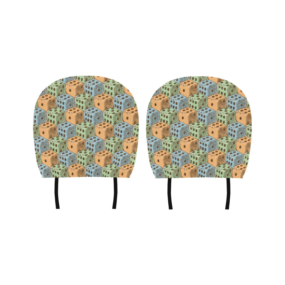 Dice Pattern Print Design 05 Car Headrest Cover