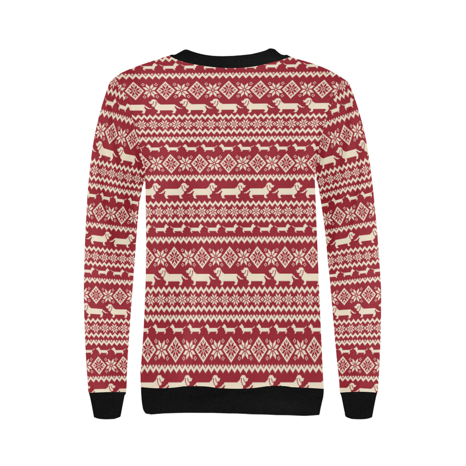 Dachshund Nordic pattern Women's Crew Neck Sweatshirt