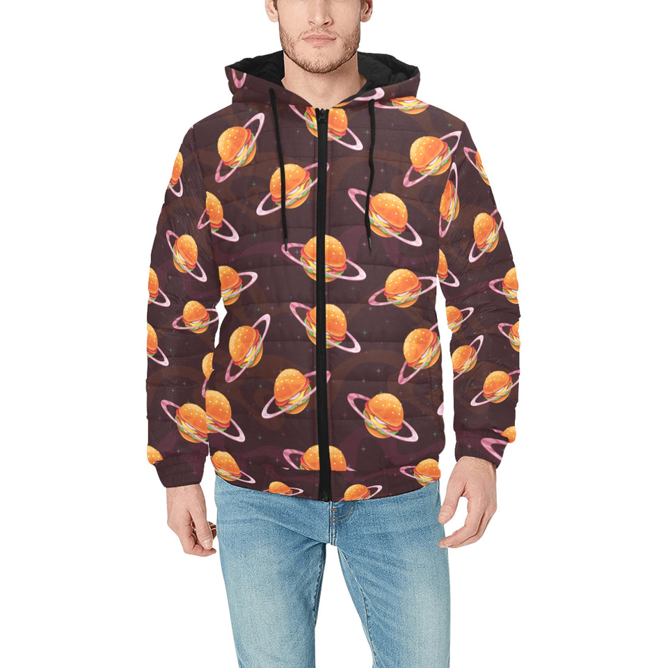 Hamburger Pattern Print Design 05 Men's Padded Hooded Jacket